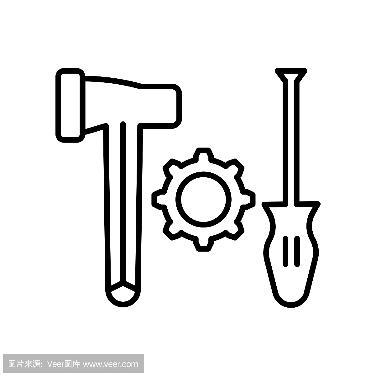 工具图标矢量符号和符号孤立在白色背景,工具标志的概念